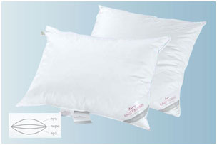 Пуховая подушка Clima поддерживает во время сна оптимальный микроклимат на подушке
